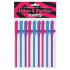 Lovetoy Pack Of 9 Willy Straws Blue Pink And Purple
